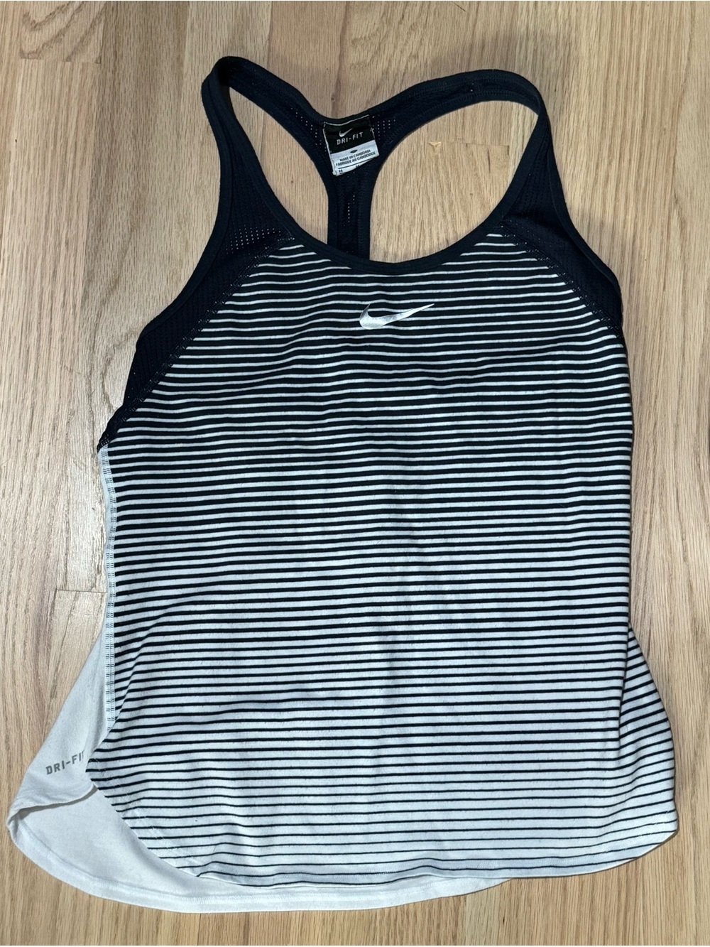 Nike Navy & White Striped Dri-FIT Mesh Racerback Tank M